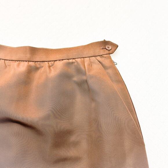 YSL Saint Laurent Rive Gauche Paris Brown Pencil Skirt Pockets VTG Size 34 - Picture 3 of 7